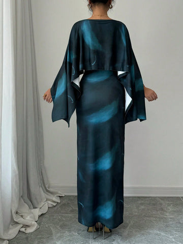 Women's Elegant Tie-Dye Fishtail Dress, Spring And Autumn