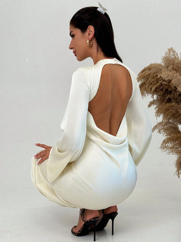 Women's Elegant Twist Collar Backless Dress