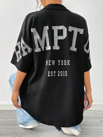 Privé Women's Fashionable Loose Fit Casual Shirt With Letter Print