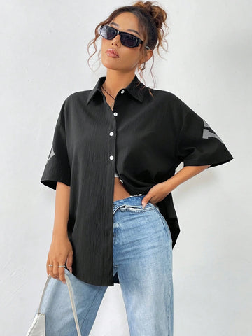 Privé Women's Fashionable Loose Fit Casual Shirt With Letter Print