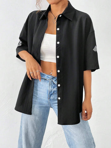 Privé Women's Fashionable Loose Fit Casual Shirt With Letter Print