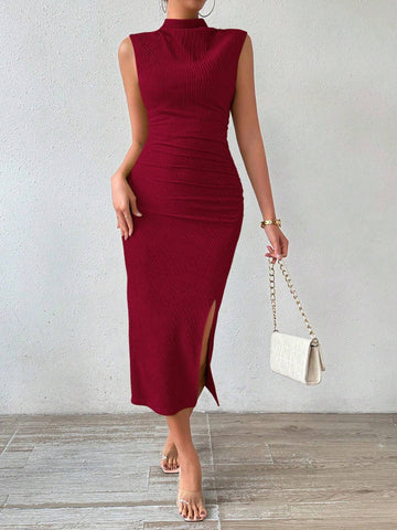 Women's Fashionable Slim-Fit Sleeveless Party Dress With Slit