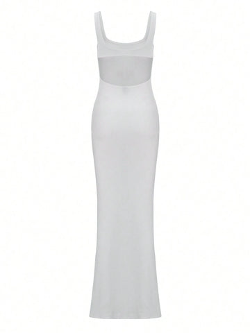 Women's Fashionable Solid Color Backless Strap Dress