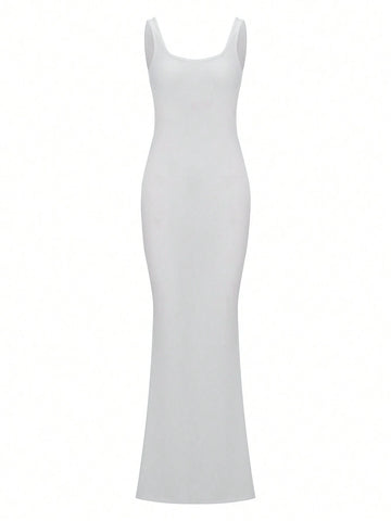 Women's Fashionable Solid Color Backless Strap Dress
