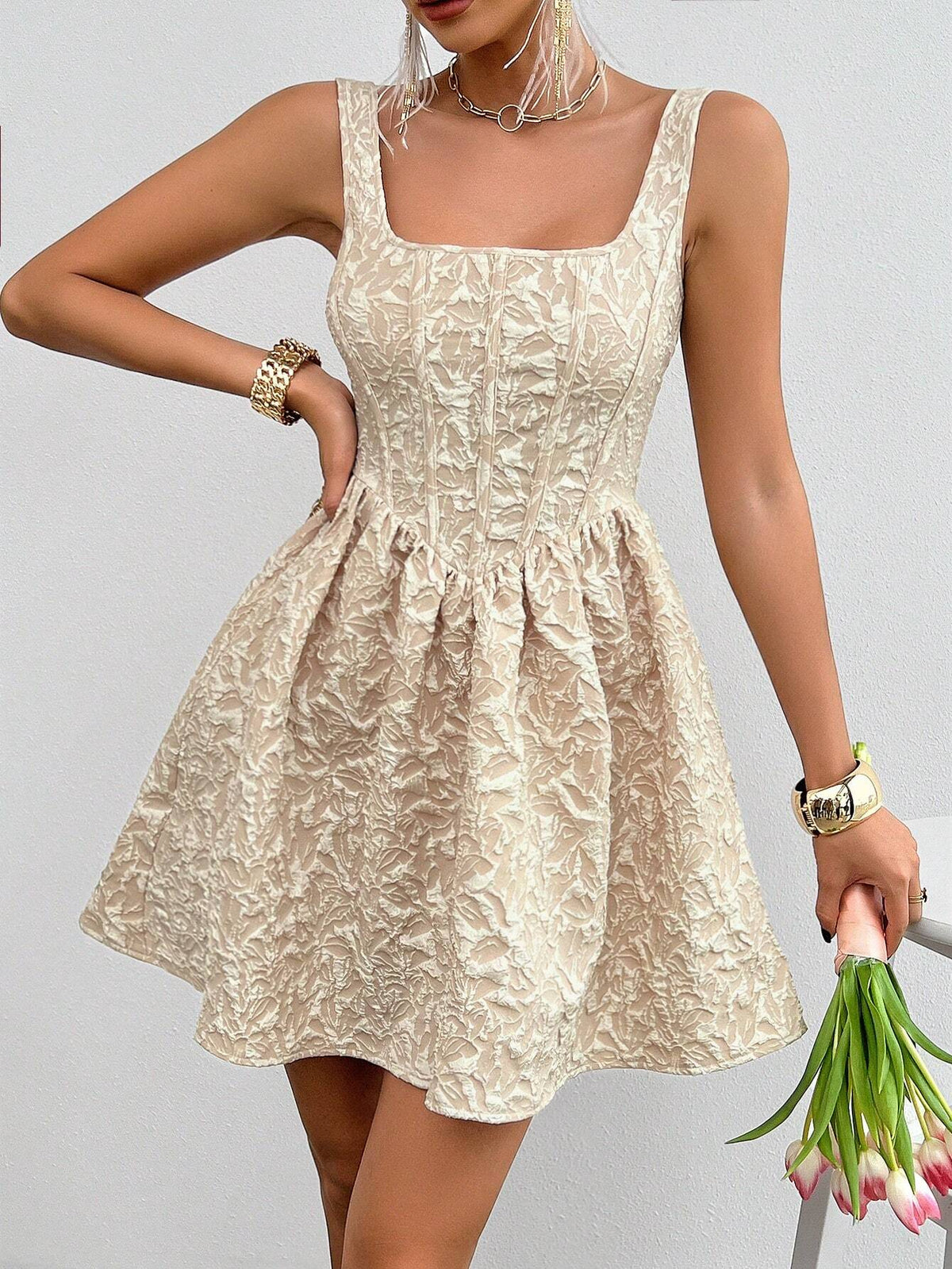 Women's Fishbone Press Line Fashionable Spring/Summer Holiday/Party Dress