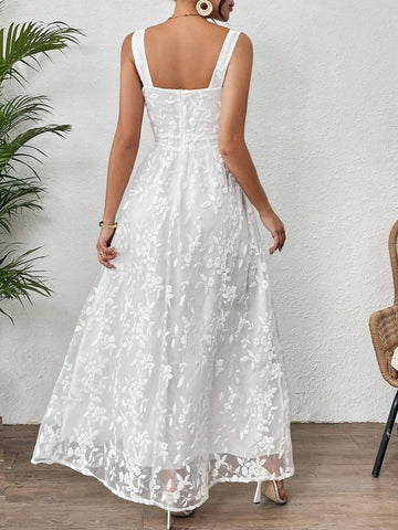 Women's Floral Mesh Cami Vacation Style Dress