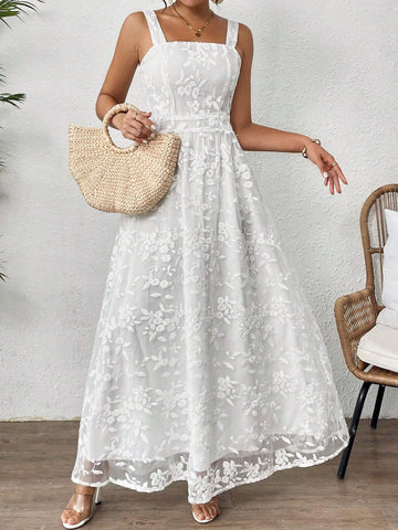 Women's Floral Mesh Cami Vacation Style Dress