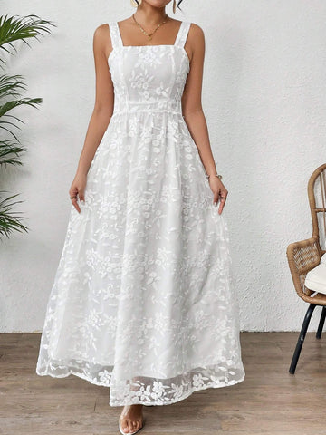 Women's Floral Mesh Cami Vacation Style Dress
