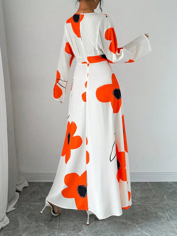 Women's Floral Print Simple Daily Long Sleeve Dress