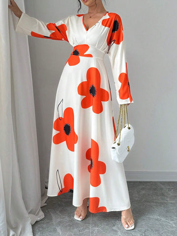 Women's Floral Print Simple Daily Long Sleeve Dress