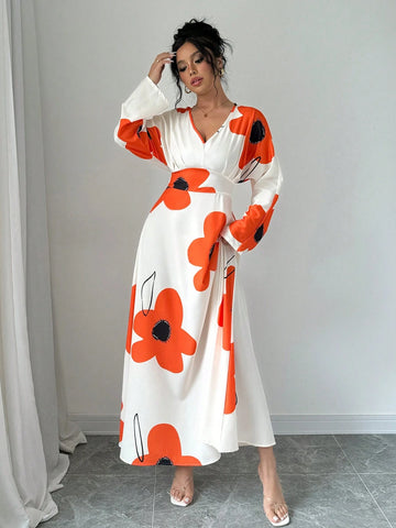 Women's Floral Print Simple Daily Long Sleeve Dress