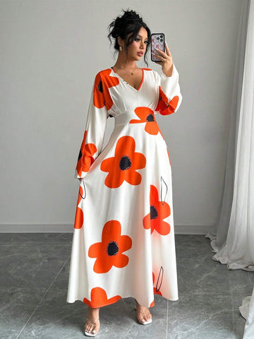 Women's Floral Print Simple Daily Long Sleeve Dress