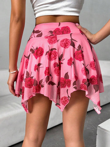 Privé Women's Floral Print Vacation Style Skirt