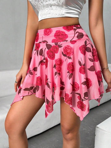 Privé Women's Floral Print Vacation Style Skirt