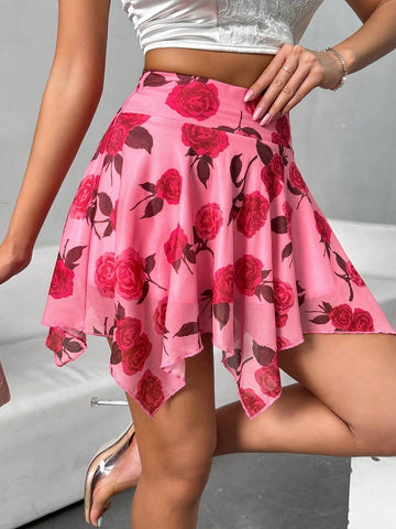 Privé Women's Floral Print Vacation Style Skirt