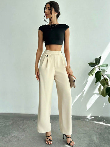 Privé Women's High-Waisted Floor-Length Work Pants