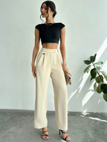 Privé Women's High-Waisted Floor-Length Work Pants