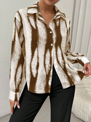 Privé Women's Long Sleeve Black & White Office Casual Business Shirt, Autumn