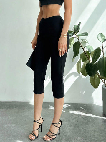 Privé Women's Low-Waist Flared Capri Pants For Commute