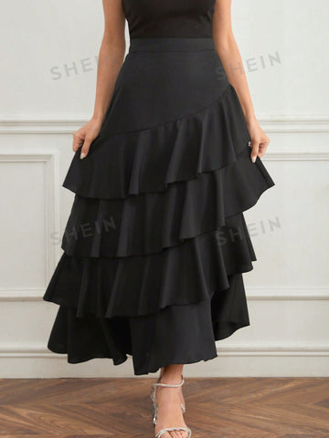 Privé Women's Multi-Layer Ruffle Hem Skirt