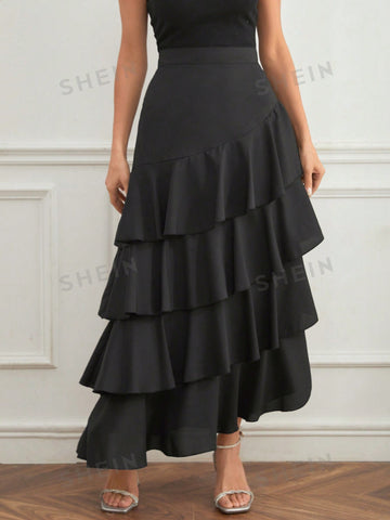 Privé Women's Multi-Layer Ruffle Hem Skirt