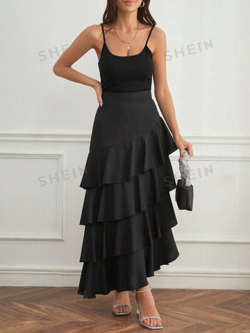 Privé Women's Multi-Layer Ruffle Hem Skirt