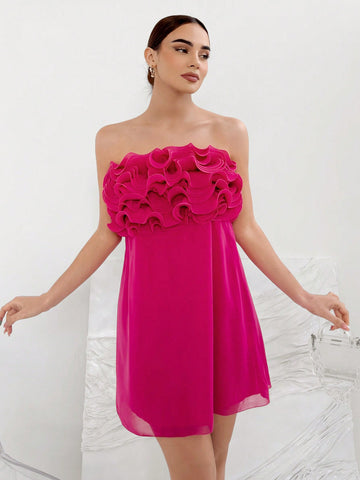Women's Multilayer Lace Strapless Dress