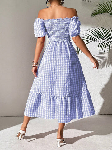 Women's Off-Shoulder Ruffle Hem Bodycon Dress For Summer