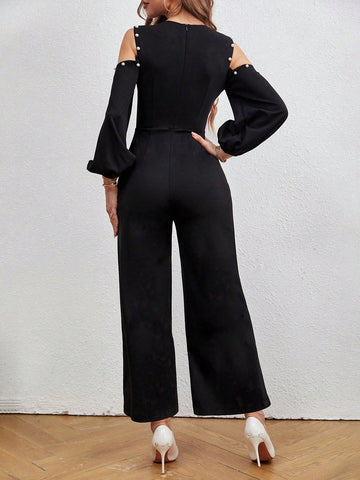 Women's Off-shoulder Lantern Sleeve Jumpsuit