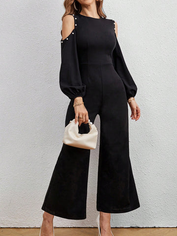 Women's Off-shoulder Lantern Sleeve Jumpsuit