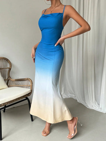 Women's Ombre Backless Dress