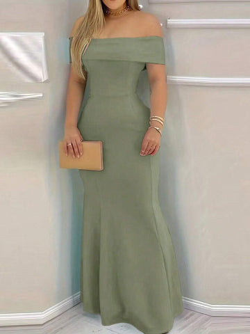 Women's One-Shoulder Super Long Mermaid Dress, Suitable For Evening Party