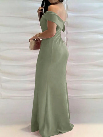 Women's One-Shoulder Super Long Mermaid Dress, Suitable For Evening Party