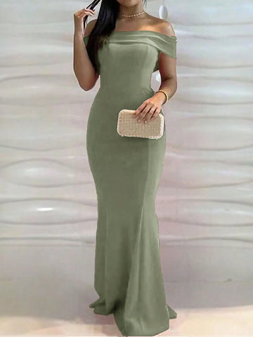 Women's One-Shoulder Super Long Mermaid Dress, Suitable For Evening Party