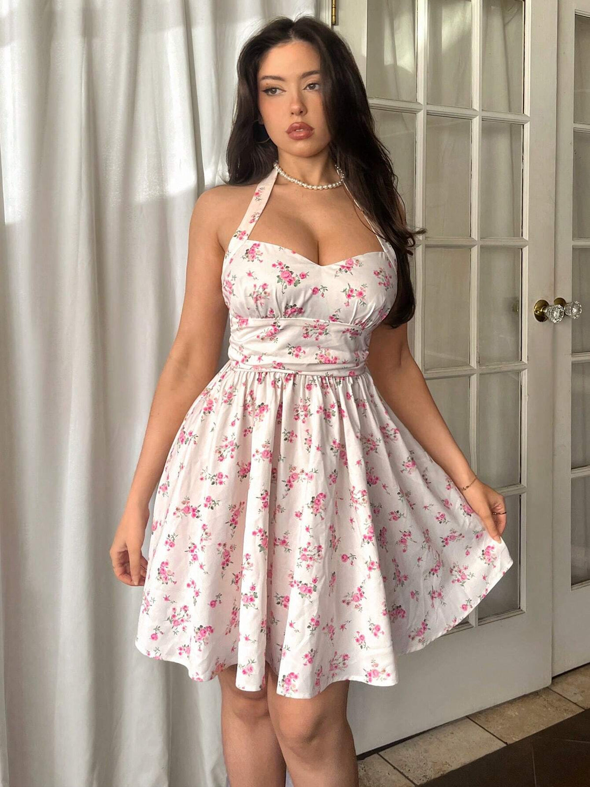 Women's Pink Plush Romantic Multilayered Ruffle Hem Mermaid Dress