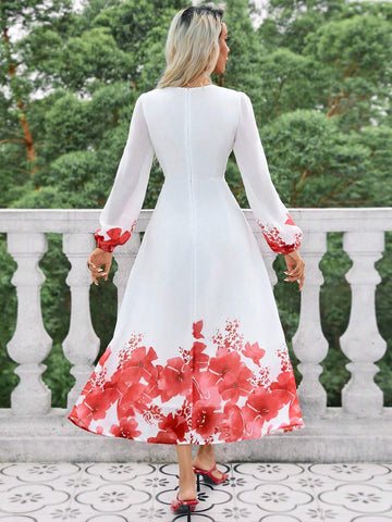 Women's Printed Long Sleeve Bodycon Dress