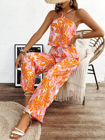 Women's Random Printed Simple Daily Jumpsuit