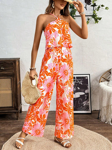 Women's Random Printed Simple Daily Jumpsuit