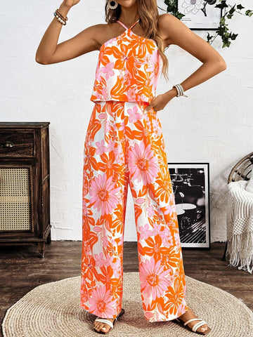 Women's Random Printed Simple Daily Jumpsuit