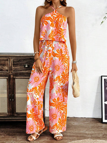 Women's Random Printed Simple Daily Jumpsuit