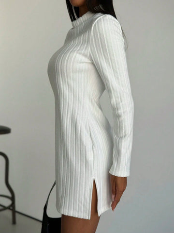 Women's Ribbed Bodycon Casual Dress With Lining