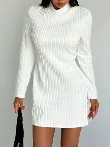 Women's Ribbed Bodycon Casual Dress With Lining