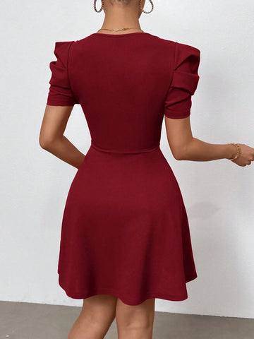 Women's Romantic Valentine's Day Summer New Date Vacation Commute Red Short Sleeve Dress