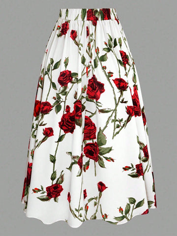 Privé Women's Rose Print Skirt