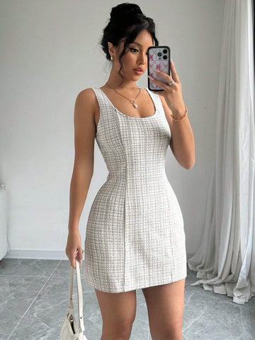 Women's Round Neck Backless Solid Color Casual Elegant Sleeveless Dress