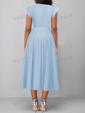 Women's Self-Tie Waist And Flying Sleeve Dress