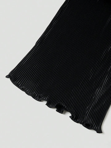 Women's Sexy Backless Cross Strap Pleated High Waisted Wide Leg Jumpsuit Pleated Fabric