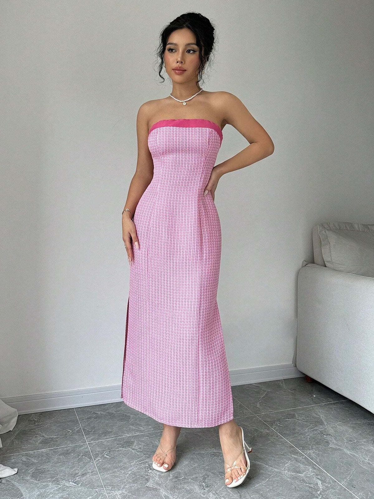 Women's Simple Strapless Casual Dress, Daily Wear