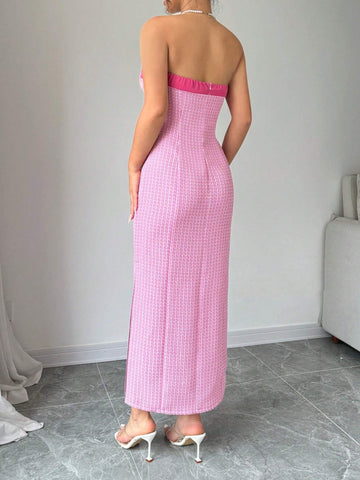 Women's Simple Strapless Casual Dress, Daily Wear