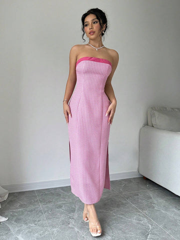 Women's Simple Strapless Casual Dress, Daily Wear